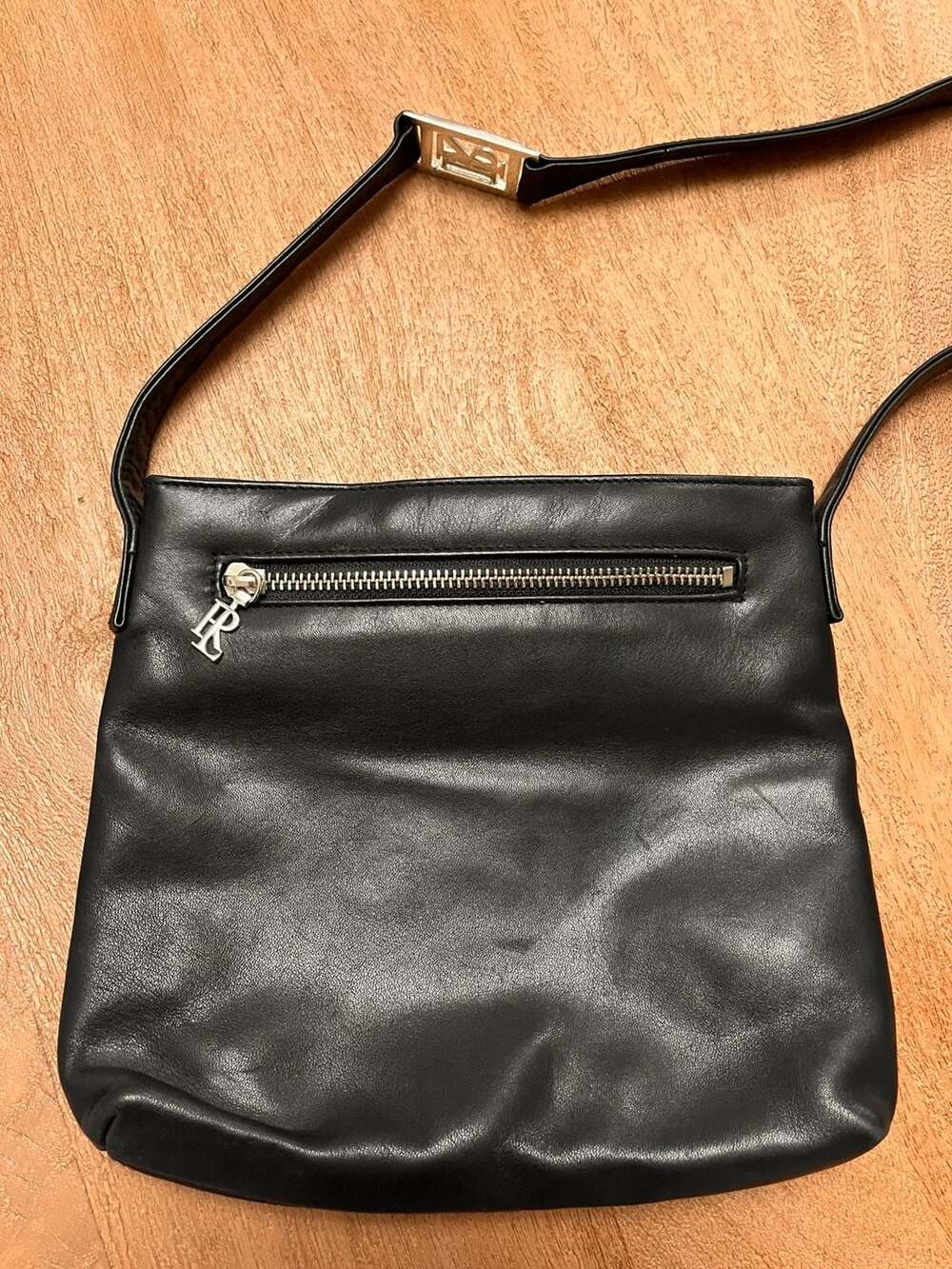 Ralph Lauren Leather Crossbody Bag Black Silver Hardware